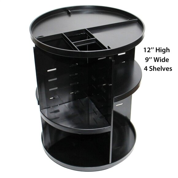 360 Rotating Makeup Organizer Adjustable Bathroom Makeup Spinning Large Black - Picture 2 of 5